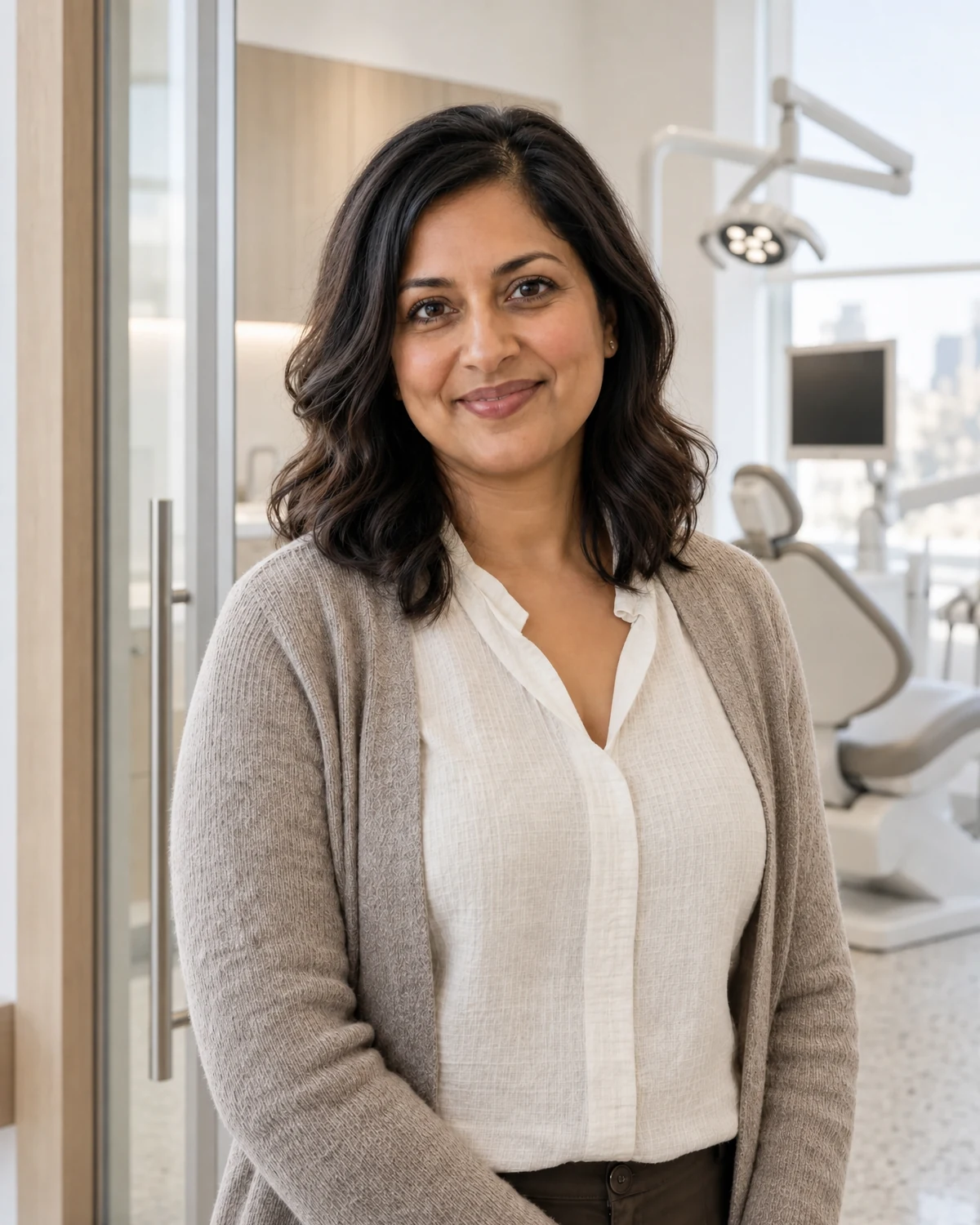 Generated portrait of fictional patient care coordinator Samira Patel in the Considered Practice clinic